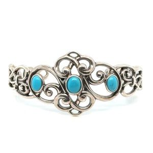 Filigreed Silver and Turquoise Cuff Bracelet